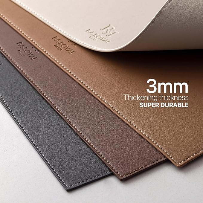 Faux Leather Placemats Set of 4 Vinyl Washable Wipeable Table Mats for Kitchen Dining Table Heat Resistant Waterproof Indoor/Outdoor Placemats Non-Slip Easy Clean Place Mats (British Khaki)