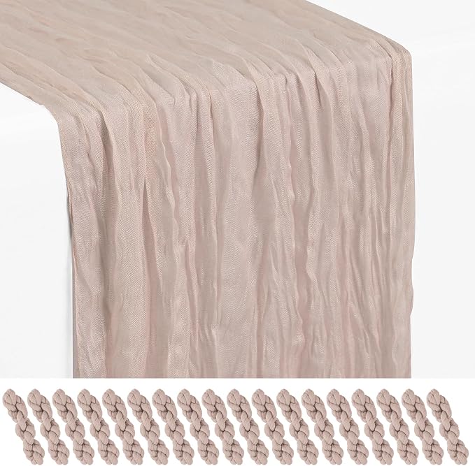 Showgeous 18 Pack Rosy Brown Cheesecloth Table Runner, 17 x 108 Inches | Boho by Showgeous