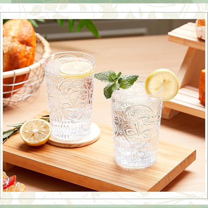 24 Pcs 16 oz Plastic Vintage Drinking Glasses Stemless Ribbed Highball Glasses - Image 5