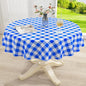 misaya Round Waterproof Vinyl Table Cloth, Buffalo Flannel Backed Tablecloth, Wipeable Plastic Table Cover for Dinner, Kitchen, Picnic (60", White and Blue)