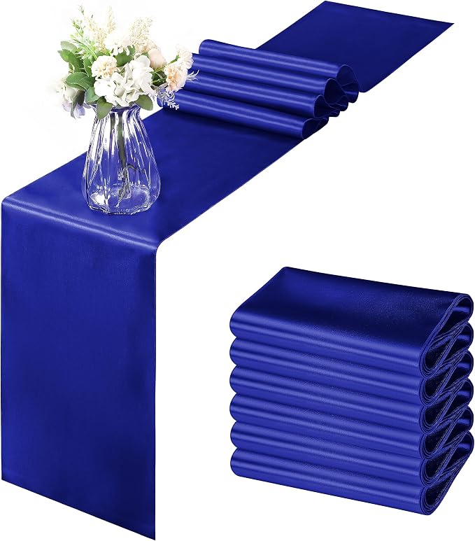 Horbaunal 6 Pack Satin Runners 12 x 72 Inch, Royal Blue | Bright Silky Smooth by Horbaunal