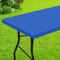 Smiry Rectangle Picnic Table Cloth, Waterproof Elastic Fitted Tablecloths for 5 Foot Tables, Washable Polyester Table Cover for Camping, Indoor and Outdoor (Blue, 30"x60")