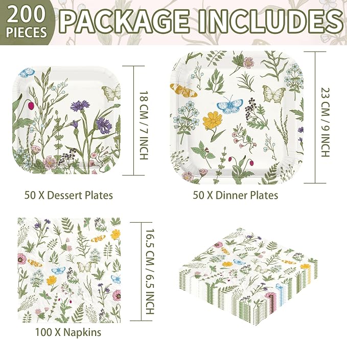 200Pcs Wildflower Spring Butterfly Party Decorations, Serves 50 | Colorful - Image 4