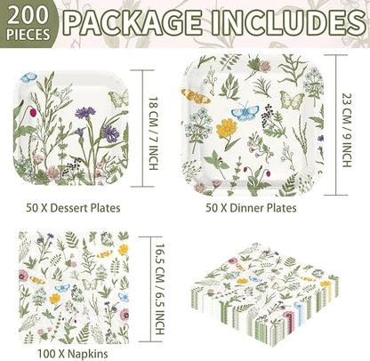 200Pcs Wildflower Spring Butterfly Party Decorations, Serves 50 | Colorful - Image 4