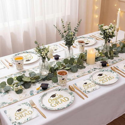 350 Pcs Class of 2026 Greenery Graduation Party Decorations 12 inch Disposable - Image 4