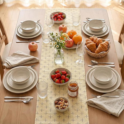 Artoid Mode Beige Cross-Star Textured Table Runner, Seasonal Waterproof Rustic - Image 3