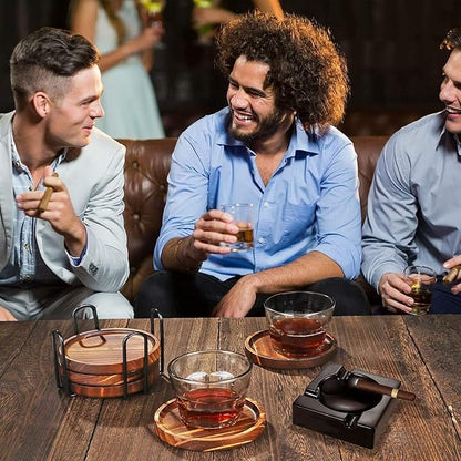 6Pcs Wooden Coasters for Drink-Acacia Wood Drink Coasters Set - Image 4