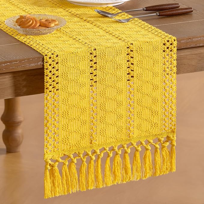 Boho Table Runner Summer Farmhouse Rustic Dining Dresser Scarf Home Decor | - Image 4