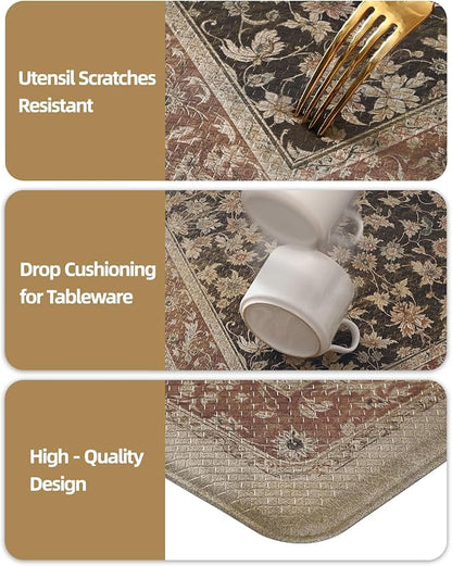 Color&Geometry Anti Fatigue Kitchen Mats for Floor 24x87, Vintage Decor, Easy Clean, Waterproof & Oil Proof, 0.4" Thick Cushioned, Non-Slip Kitchen Runner Rug for Sink, Laundry, Office, Light Taupe