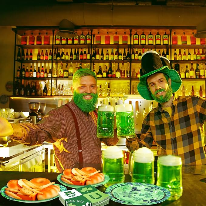 180PCS St.Patrick's Paper Plates and Napkins Party Supplies Serve 60 | Shamrock - Image 9