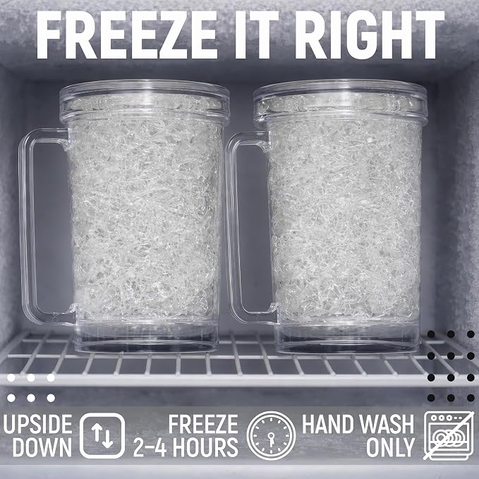 Granatan Frozen Beer Mugs, 16oz Double Wall Gel Freezer Cups - Image 4