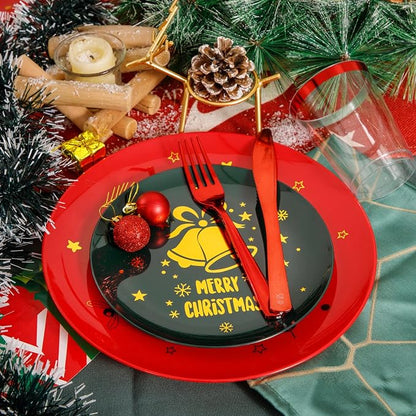175pcs Christmas Plates Plastic Disposable - Image 8