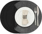 Myir JUN Round Placemats, Dual Sided Faux Leather Place Mats Set of 4 Indoor/Outdoor Non-Slip Washable Table Mats (Gray Black, Set of 4)