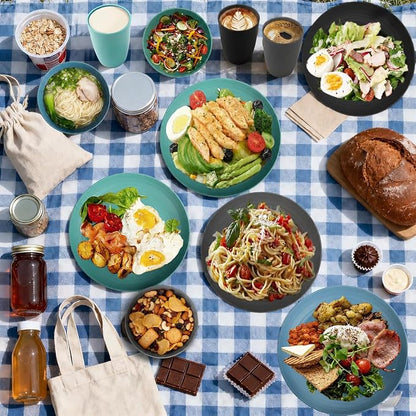 20PCS Plastic Dishes Set for 4, Unbreakable Wheat Straw Plates and Bowl Set | - Image 6