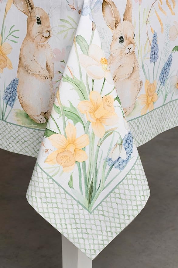 Maison d' Hermine Table Cloth Rectangle Table 100% Cotton 70 x 140 Inches Tablecloth Reusable Decorative for Dining Room Farmhouse Home Valentines Day Decorations Spring Summer - Easter Dew