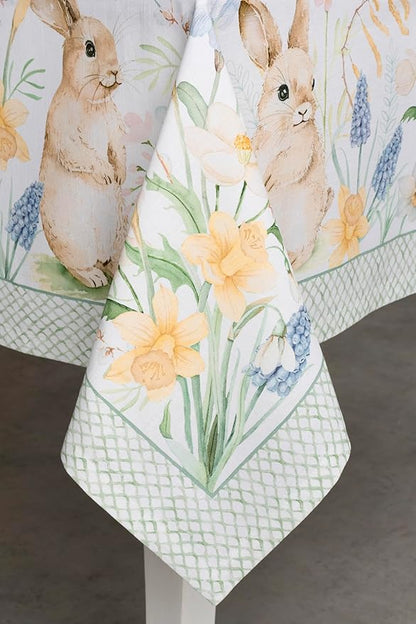 Maison d' Hermine Table Cloth Rectangle Table 100% Cotton 70 x 90 Inches Tablecloth Reusable Decorative for Dining Room Farmhouse Home Valentines Day Decorations Spring Summer - Easter Dew