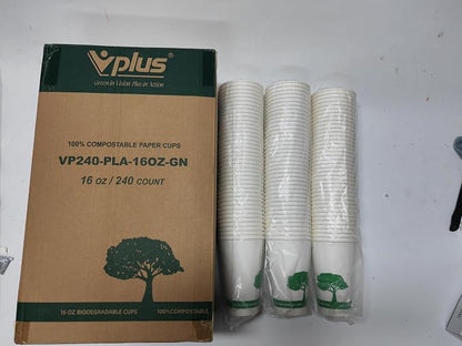 Vplus 240 Pack Compostable Paper Cups, 16 oz Paper Coffee Cups | Biodegradable - Image 8