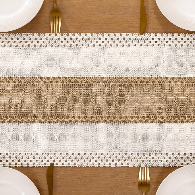 Boho Table Runner Summer Farmhouse Rustic Dining Dresser Scarf Home Decor | - Image 5