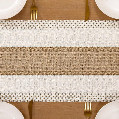 Boho Table Runner Summer Farmhouse Rustic Dining Dresser Scarf Home Decor | - Image 5