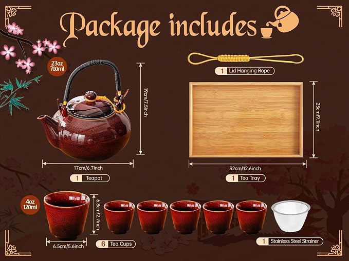 Japanese Tea Set for Adults, Porcelain Kung Fu Tea Set - Image 6