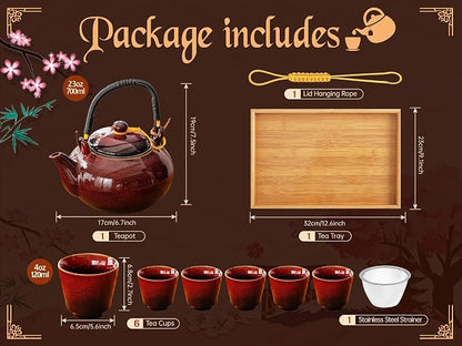 Japanese Tea Set for Adults, Porcelain Kung Fu Tea Set - Image 6