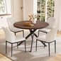 45.3'' Walnut Round Dining Table Set for 4, Mid Century Modern Small Coffee Set for Dining Room Kitchen Apartment (Dark Walnut Table + 4 White Chairs)