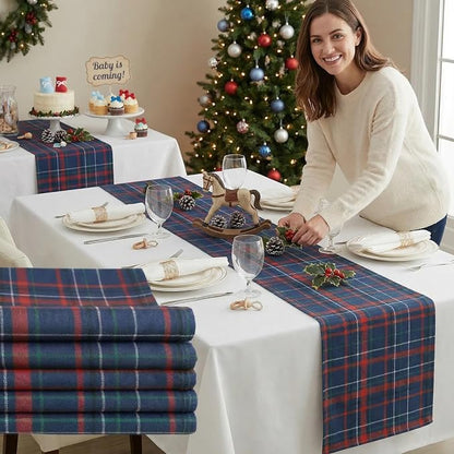 Gilprop 6 Pcs 72 x 13'' Tartan Plaid Babyshower Table Runner Vintage Birthday - Image 4