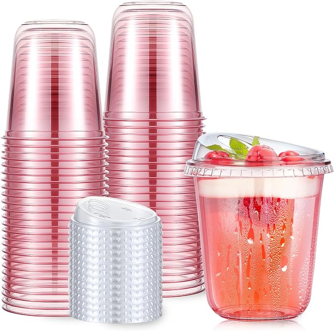 Ziliny 50 Sets Clear Plastic Coffee Cups by Ziliny