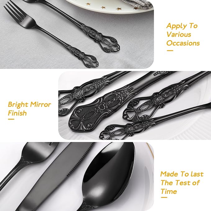 Gorgeous Retro Royal Black Silverware Set - Image 4