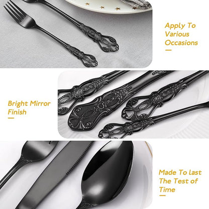 Gorgeous Retro Royal Black Silverware Set - Image 4
