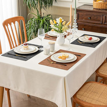 Romanstile Reversible Vinyl Placemats Set of 4, Faux Leather 100% Waterproof Oil-Proof Wipeable Place Mats, Heat Resistant Dual Sided Table Mats for Kitchen/Dining/Party (Grey Orange, 12 x 17 Inch)