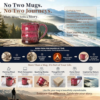 Rustic Red Ceramic Coffee Mug 15oz – Handcrafted Unique Gift - Image 4