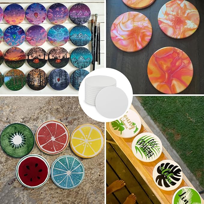 GNIEMCKIN 60 Pieces 4 Inch Round Blank Ceramic Coasters, Unglazed Ceramic Tiles - Image 6