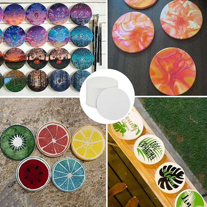 40 Pieces 4 Inch Round Blank Ceramic Coasters, Unglazed Ceramic Tiles Coasters - Image 6