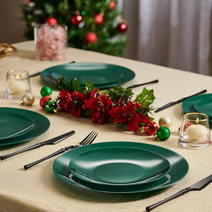 PLASTICPRO 64 Piece Combo Plates Christmass Set includes 32-7'' inch Plates & - Image 2