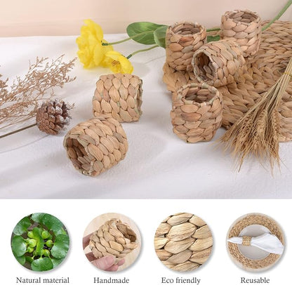 APTWOW Farmhouse Napkin Rings, Hand-Woven Napkin Rings - Image 4