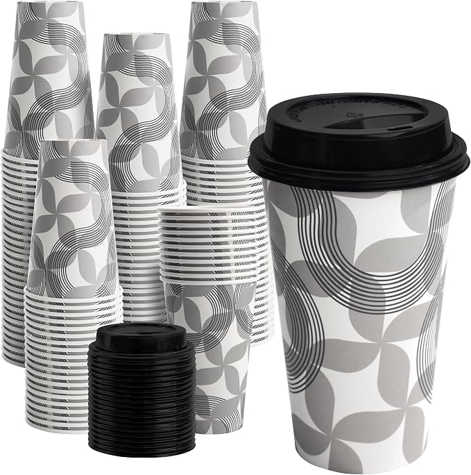 16 oz Disposable Paper Coffee Cups by VPACKDUO