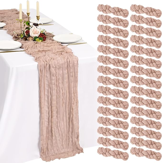 30 Pack Cheesecloth Table Runner 10FT Dusty Pink Table Runner Boho Gauze Cheese by Showgeous