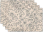 Rustic Floral Placemats - Country Place Mats Set of 4 Farmhouse Rose Flowers Tablemats 12x18 for Party Kitchen Dining