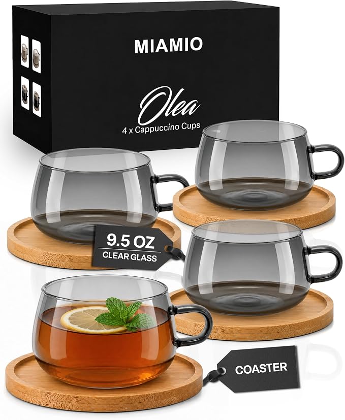 MIAMIO - Cappuccino Glasses/Tea Glasses Set - Olea | Borosilicate tea glasses by MIAMIO