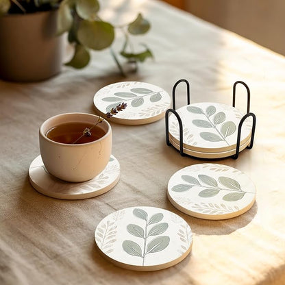 VEYRO Ceramic Coasters Set of 4 – Absorbent Stone Drink Coasters - Image 2