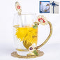 Flower Tea Cup, Butterfly Daisy Glass Fancy Coffee Mug by Unknown