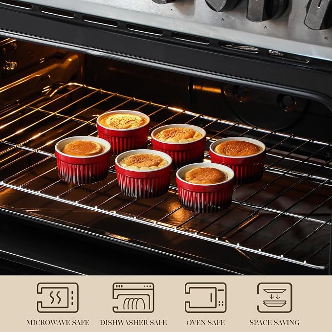 MALACASA Ramekins 4 oz Oven Safe, Small Ceramic Souffle Dishes - Image 4