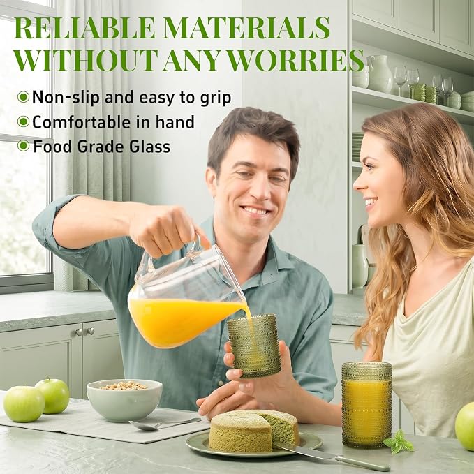 Hobnail Drinking Glasses Set of 12 Kitchen Glass Cups Glassware - Image 4