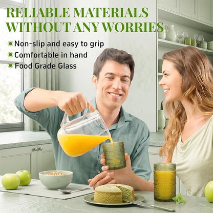 Hobnail Drinking Glasses Set of 12 Kitchen Glass Cups Glassware - Image 4