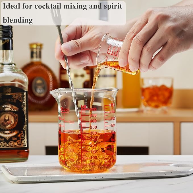 Ackers BORO3.3 High Borosilicate Glass Measuring Cup, Handleless Beaker - Image 7