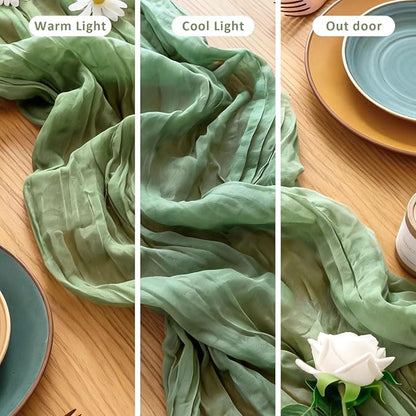 Cheesecloth Table Runner, 120 Inch 10 FT, Sage Green | 1 Pack, 35x120 Inches - Image 4