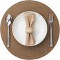 Round Placemats Set of 6 Woven Placemats Washable Braided Table Mats for Dining Table Heat Resistant Non-Slip Circle Place Mats(Brown)