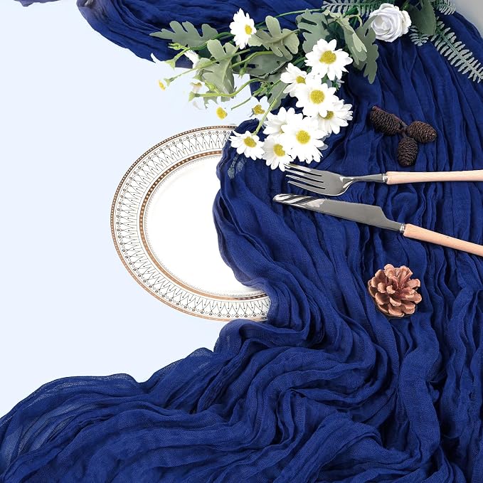 12 Pack Royal Blue Cheesecloth Table Runner 17 x 108 Inch | Boho Gauze Cheese - Image 6