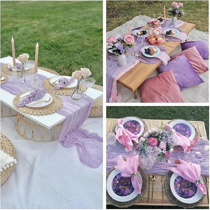 12 Pack Lavender Purple Cheesecloth Table Runner 35 x 120 Inch | Boho Gauze - Image 6